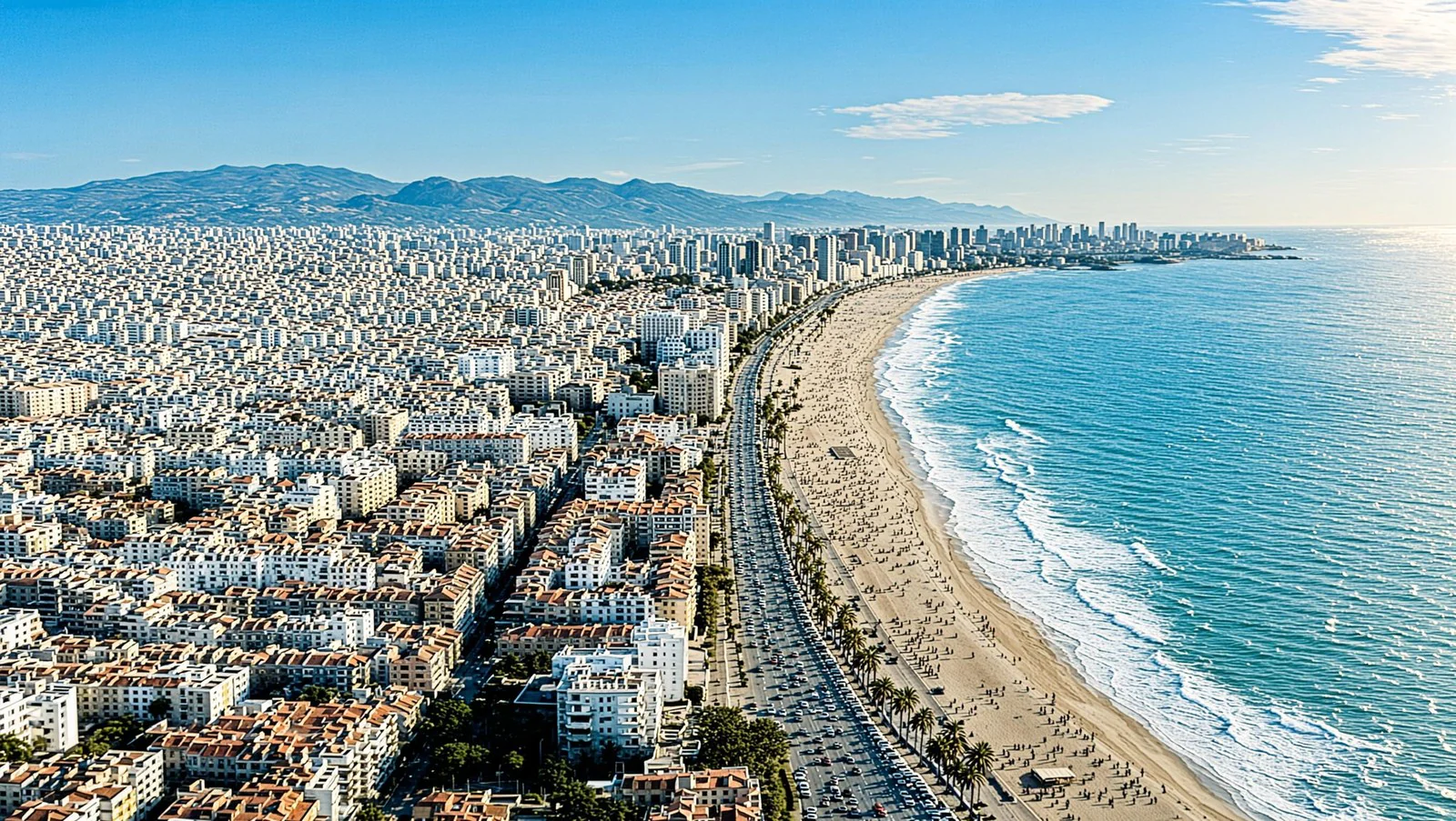 Barcelona shoreline aerial view
