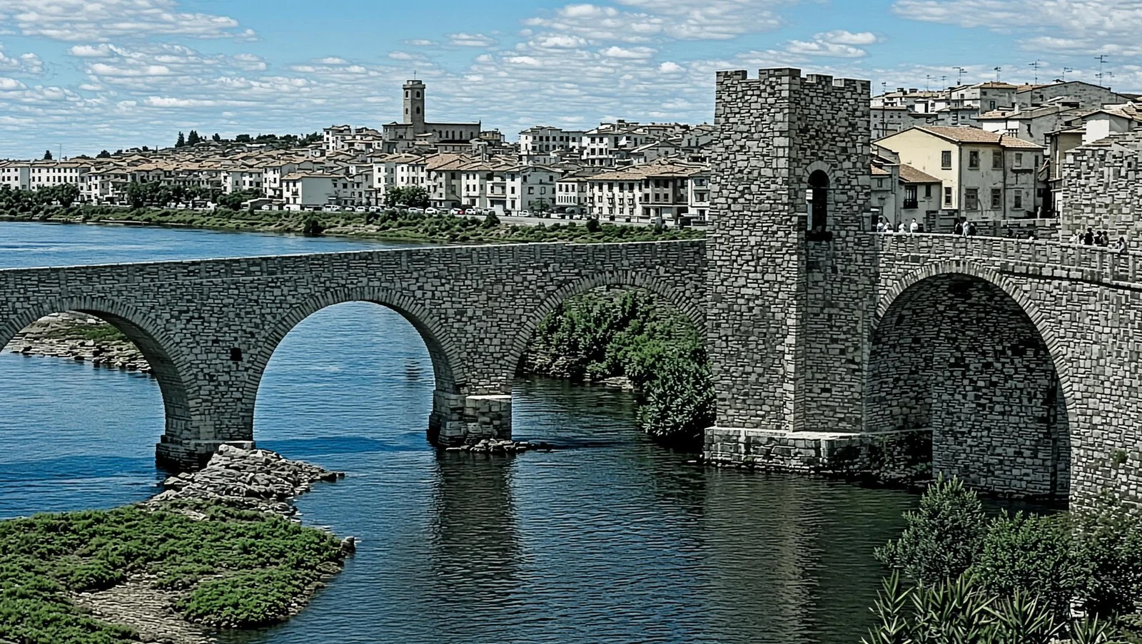 Besalu medieval Romanesque bridge
